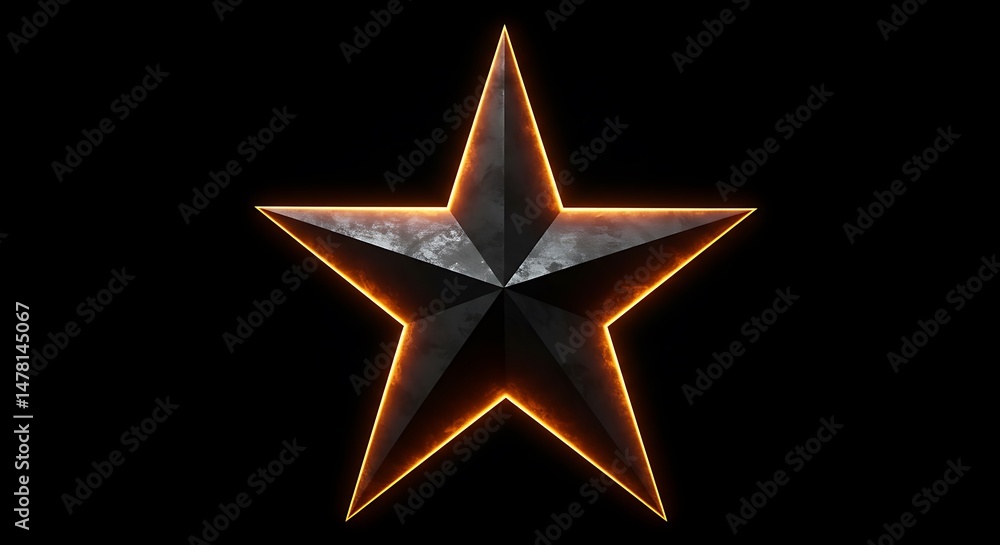 Fototapeta premium Isolated Star with Glowing Edges on Black Background