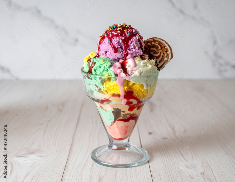 colorful carnival ice cream creation delight in a glass cup colorful carnival ice cream creation delight in a glass cup