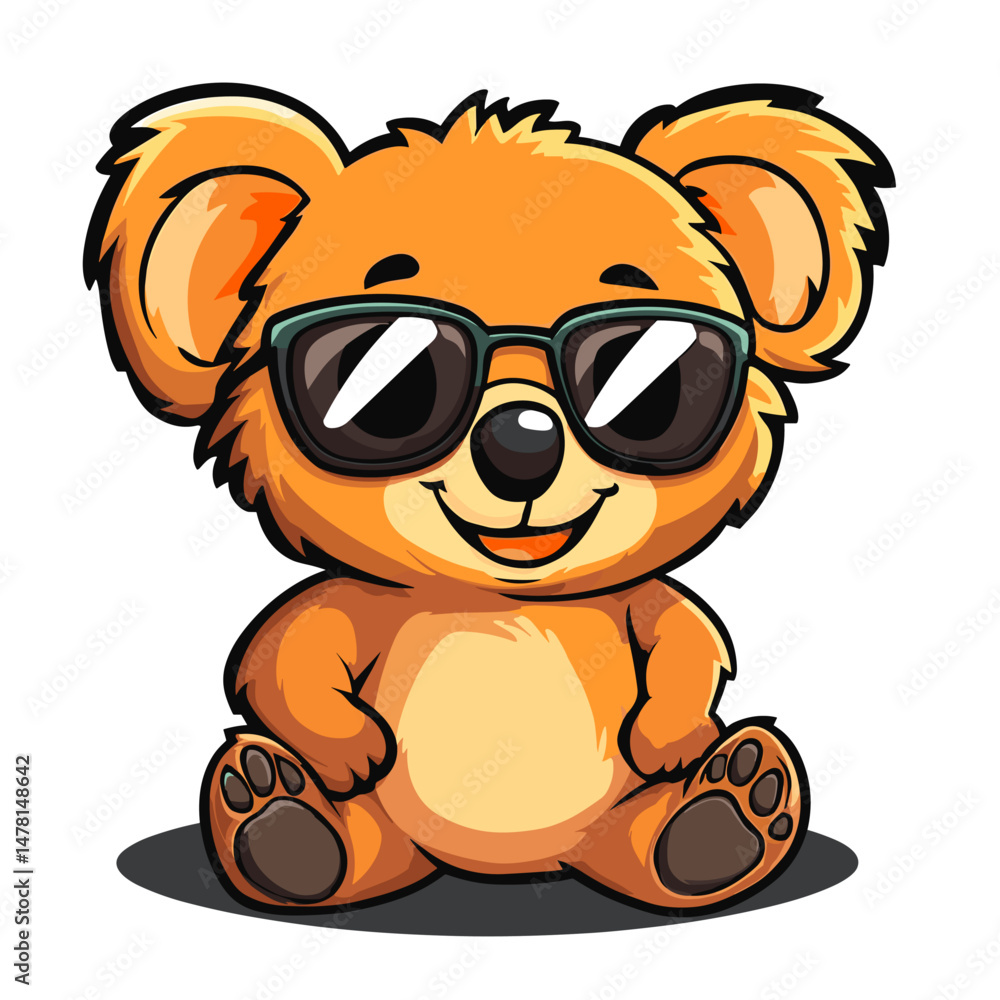 Fototapeta premium Teddy Bear with sunglasses vector illustration