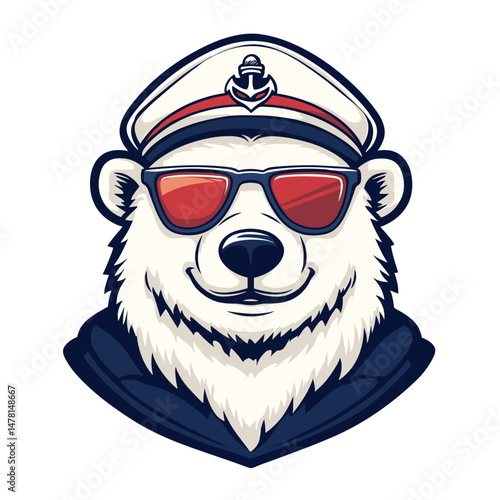 funny cartoon  polar bear vector illustration