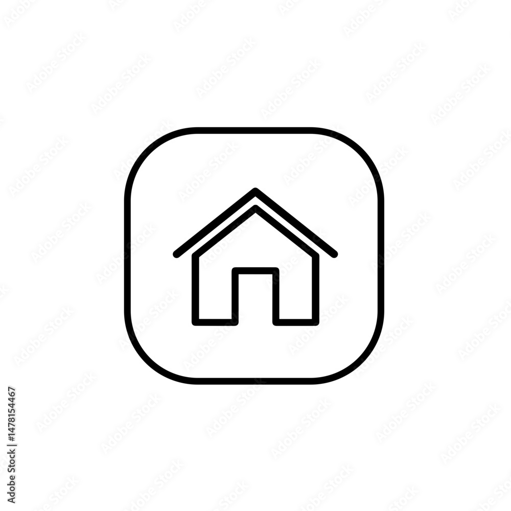 Minimalist home icon in black line art style Minimalist home icon in black line art style
