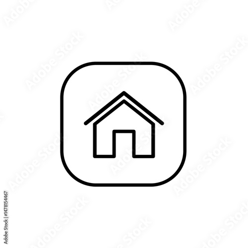 Minimalist home icon in black line art style  