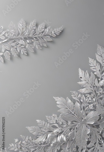 Intricate silver leaf lace border, delicate design on soft backdrop, paper, luxury