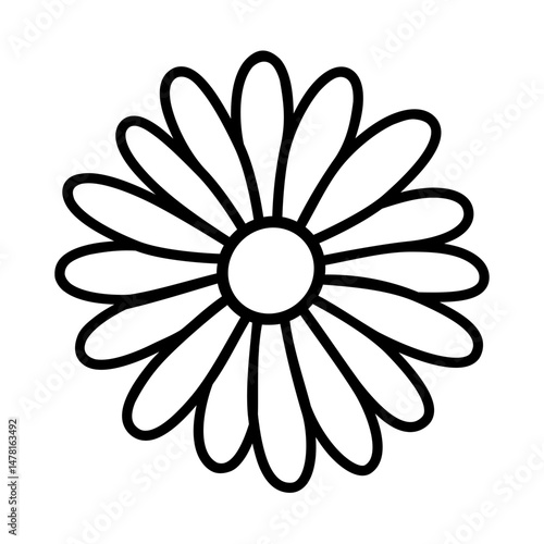 Flower on white background. Daisy's simple design for a coloring page.