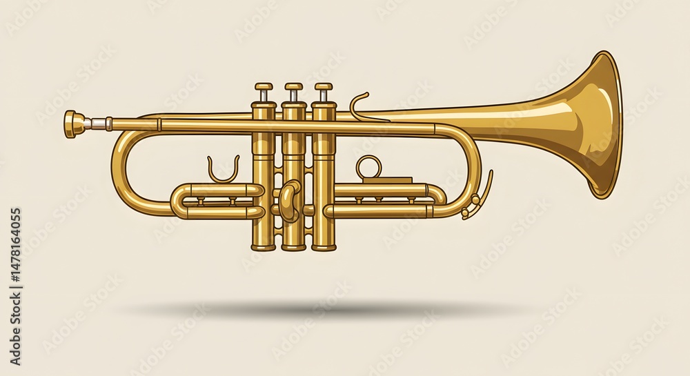 Obraz premium Single Gold Trumpet Musical Instrument 