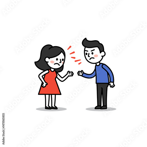 Couple arguing over finances in vector art style  
