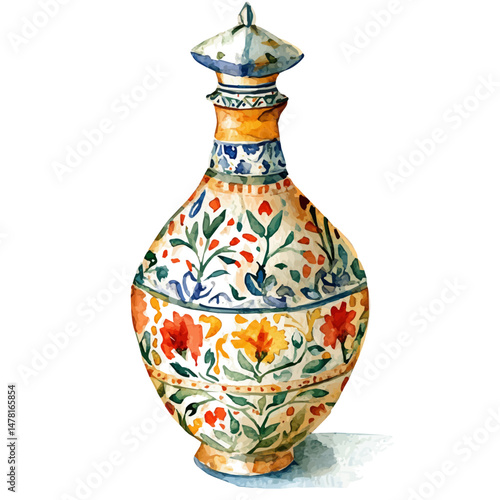 watercolor of Haft-Mewa, isolated on a white background.
