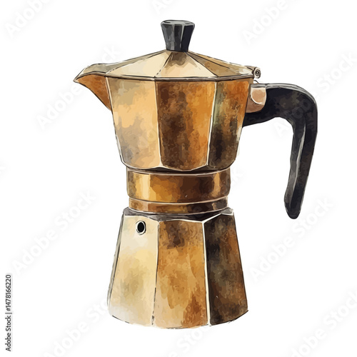 Coffee Maker, watercolor vector, isolated on a white background.