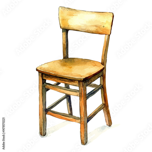 watercolor of Dining Chair, isolated on a white background.
