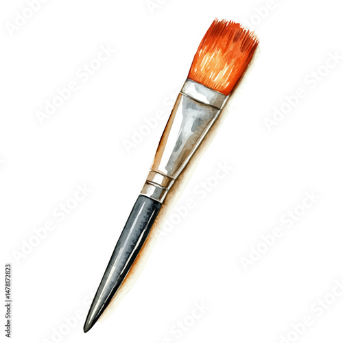 watercolor vector of Paintbrush, isolated on a white background.