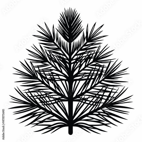 Silhouette Illustration of Dense Palm Fronds Creating a Visually Intricate Pattern