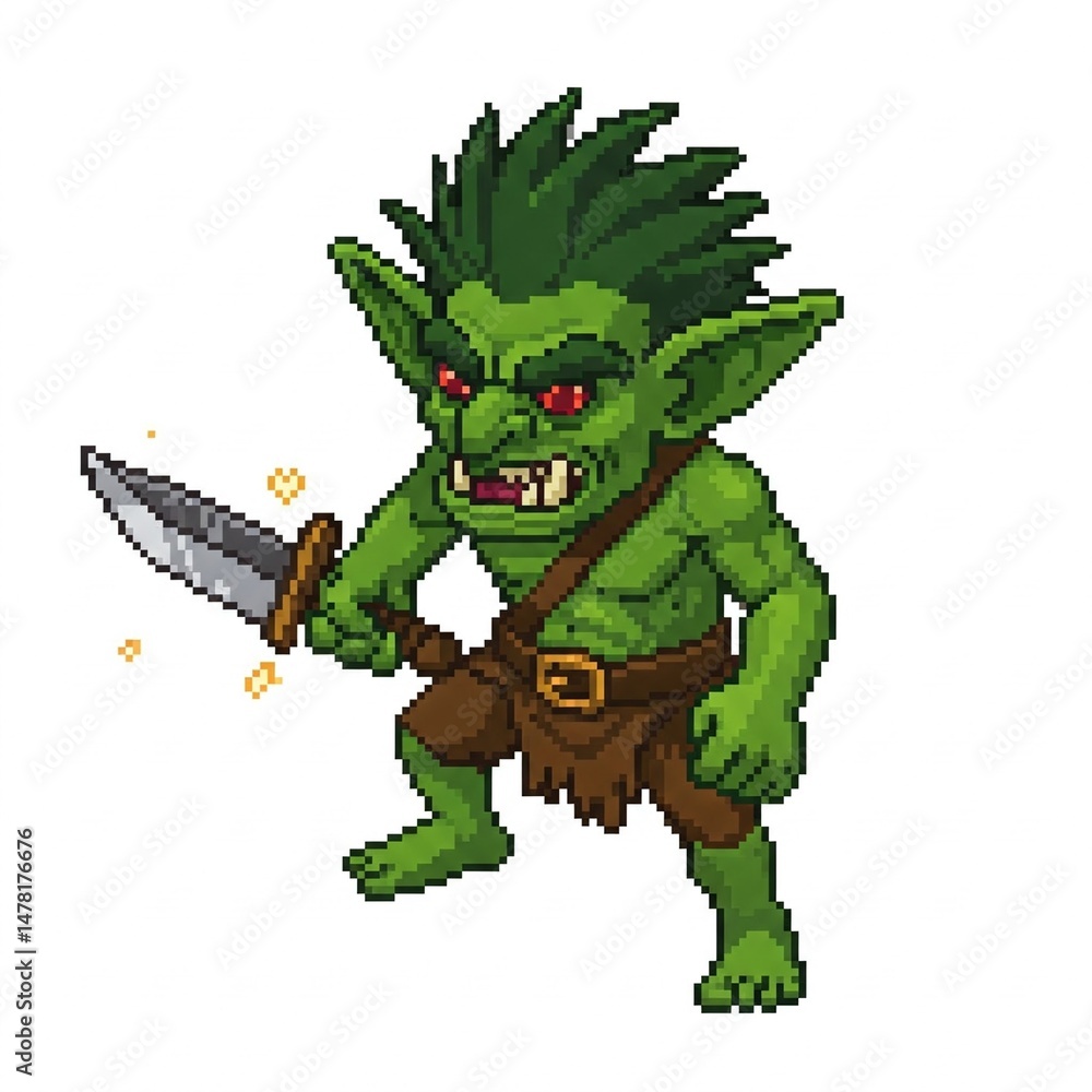 Obraz premium Isometric pixel art goblin