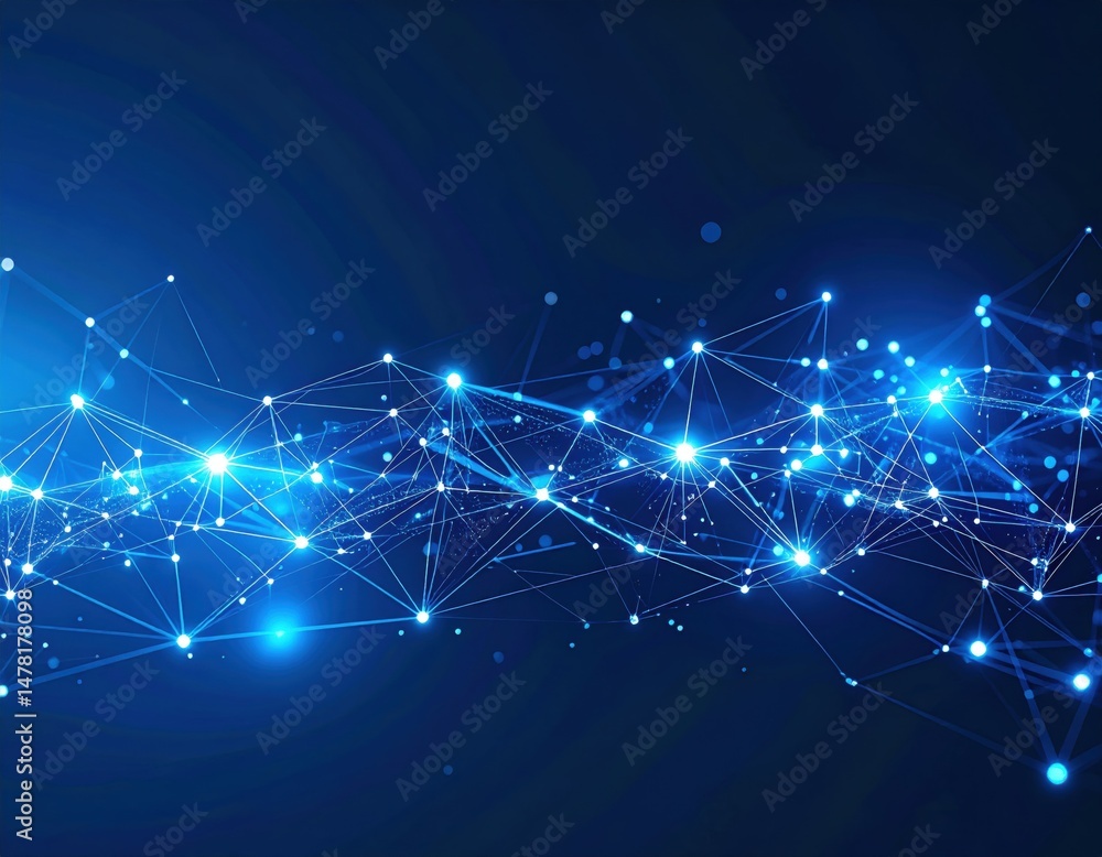 Abstract digital network of glowing nodes and connecting lines Abstract digital network of glowing nodes and connecting lines
