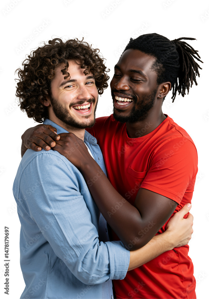 Fototapeta premium happy young interracial gay couple. black man and white man