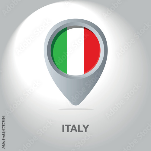Free Download Vector illustration of the Italian flag inside the pin icon on the map. Symbolic location marker with national colors of Italy (green, white, red) on a white background. - GFXLoad