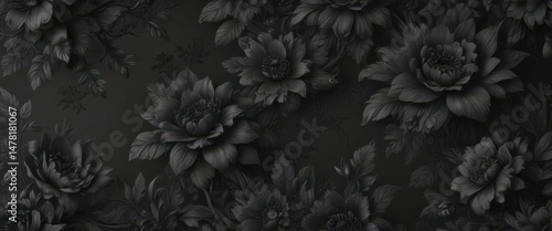 Wallpaper Mural Intricate black charcoal floral wallpaper, elegant design, luxurious feel , chic, luxury, subtle Torontodigital.ca