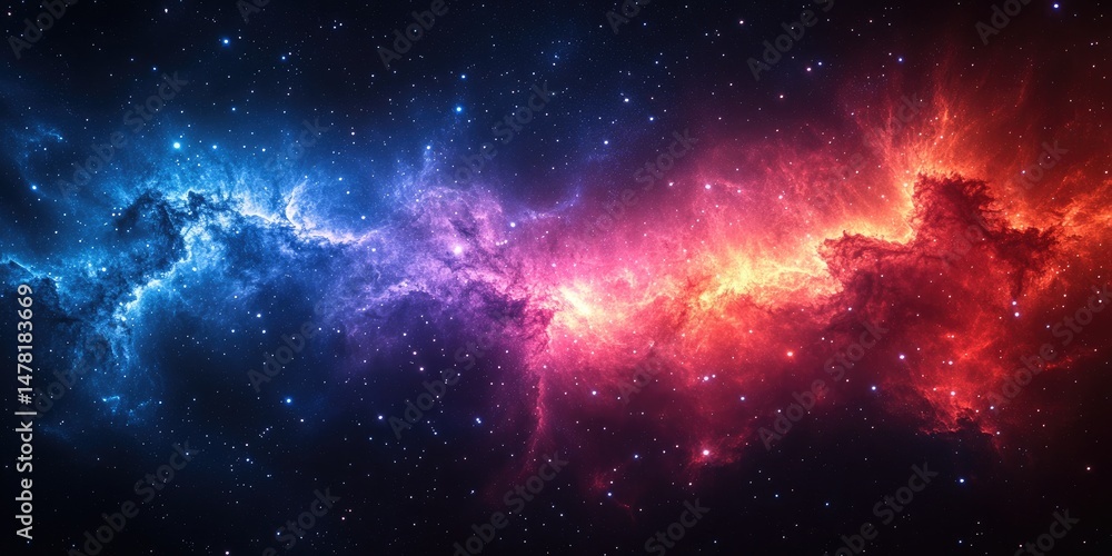 Naklejka premium Colorful nebulae and celestial bodies in deep space.