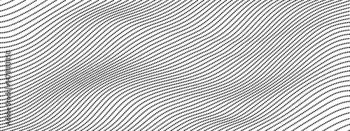 Wallpaper Mural Abstract black dotted background of curving wavy lines. Vector deformed wave horizontal gray stripes. Dynamic composition of linear dot figure. Torontodigital.ca