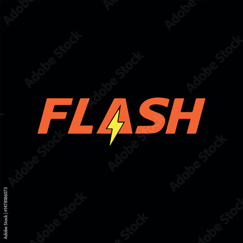 flash lightning text logo design vector format