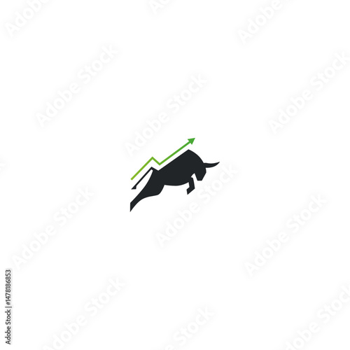 Finance bull logo icon flat vector design