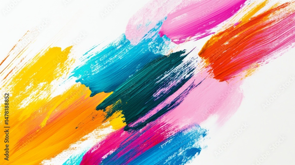 Obraz premium Abstract Colorful Brush Strokes on White Background for Creative Projects