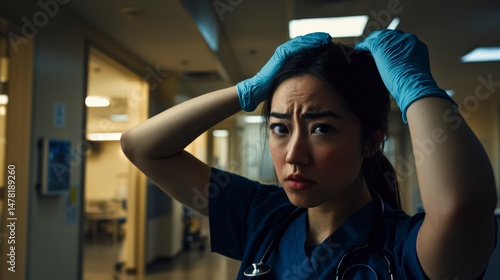 Nurse Preparing for Routine Check-Up with Gloves in Clinical Setting