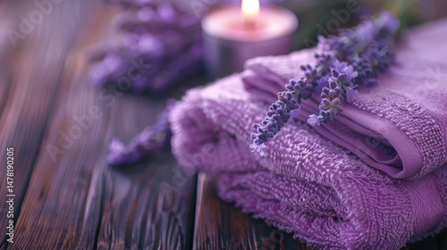 Moon ritual with spiritual bath: candles, salt, lavender, up-close on tub table