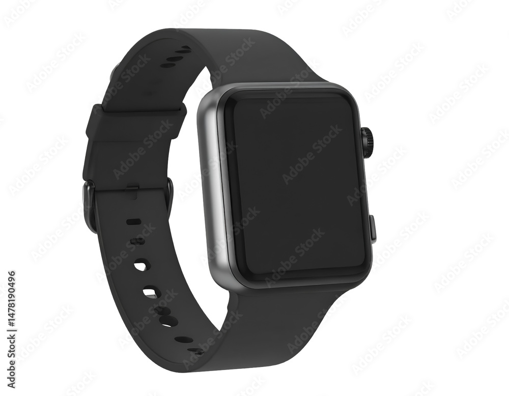 wrist smart watch mockup with black strap, png file of isolated cutout object with shadow on transparent background.
wrist smart watch mockup with black strap, png file of isolated cutout object with shadow on transparent background.
