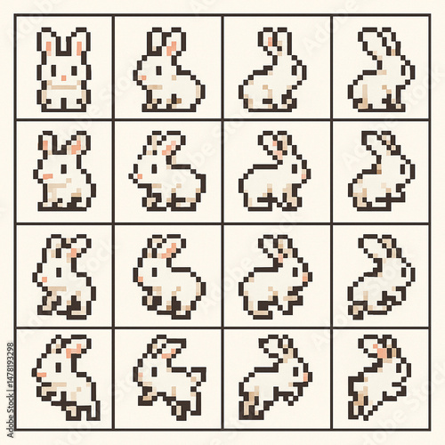Pixel art rabbit animation