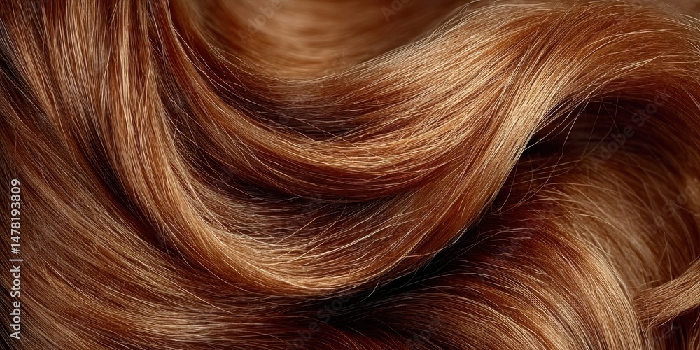 Fototapeta premium Close-Up of Wavy Brown Hair Texture for Beauty and Hair Care Ads
