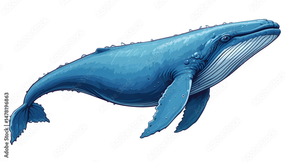 Naklejka premium Majestic Humpback Whale illustration Ocean wildlife marine mammal aquatic animal sea creature nature artwork