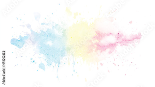 Art Abstract paint blots background. Alcohol ink blue colors. Horizontal long banner.
