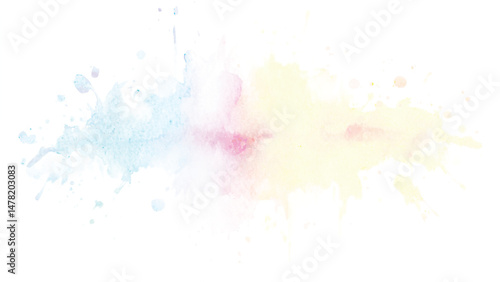 Art Abstract paint blots background. Alcohol ink blue colors. Horizontal long banner.
