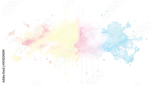 Art Abstract paint blots background. Alcohol ink blue colors. Horizontal long banner.
