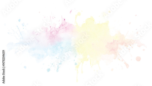 Art Abstract paint blots background. Alcohol ink blue colors. Horizontal long banner.
