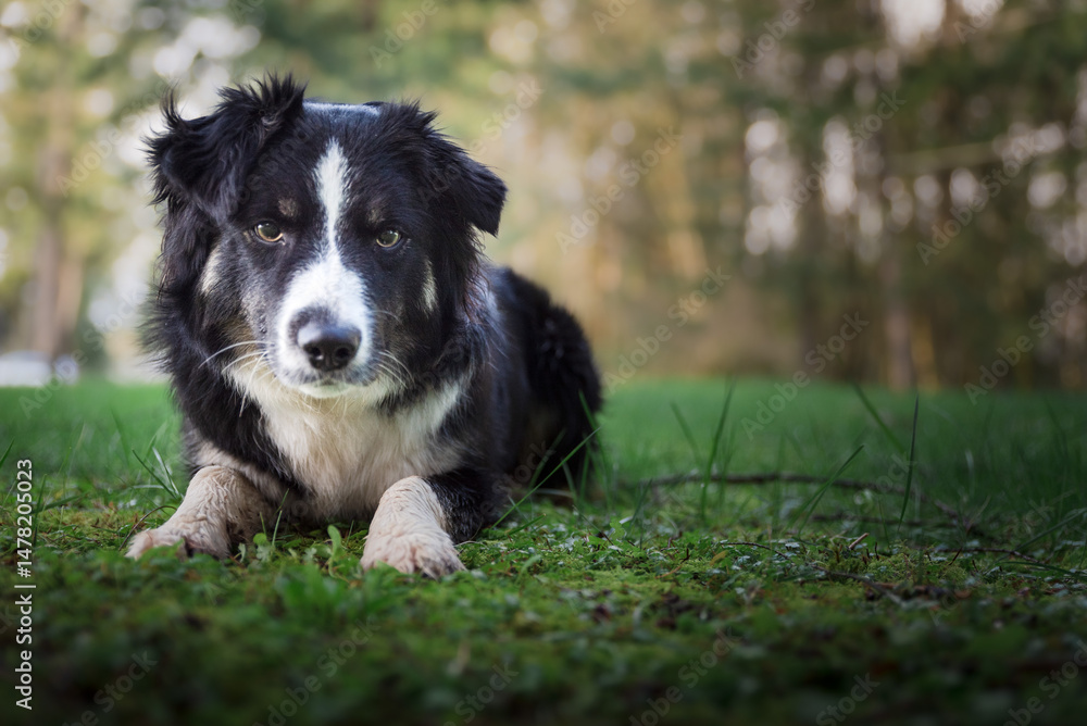 Fototapeta premium Herding Dog In Beautiful Forest