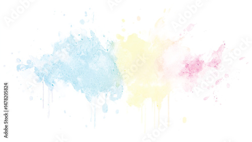 Art Abstract paint blots background. Alcohol ink blue colors. Horizontal long banner.
