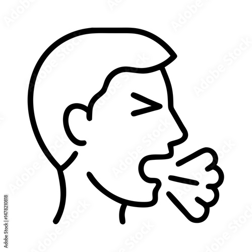 sneezing face, symptomatic and expressive, representing respiratory health on a white background