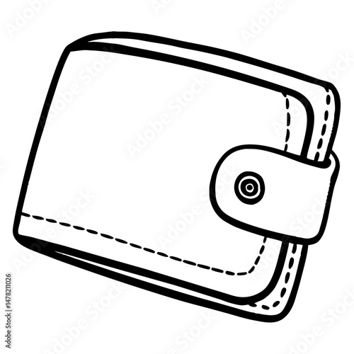 Black Wallet Silhouette Vector on White Background