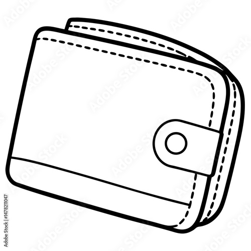 Black Wallet Silhouette Vector on White Background