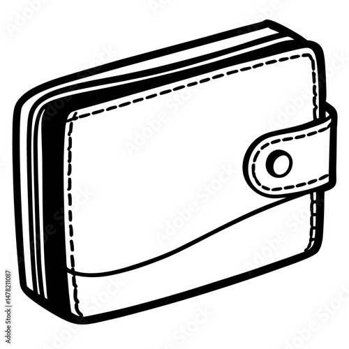 Black Wallet Silhouette Vector on White Background