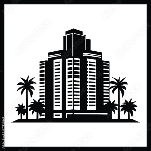 Black and White Scale Model Illustration