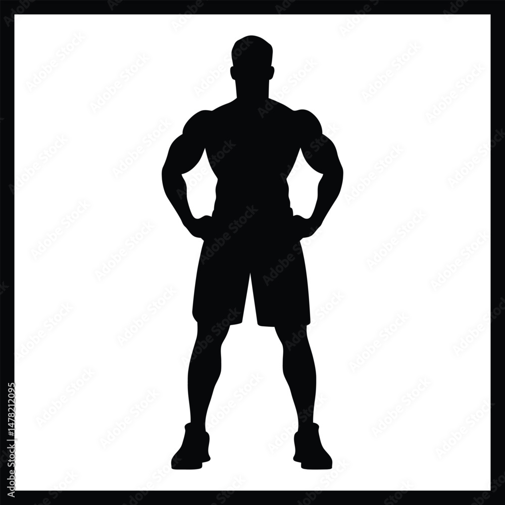 Fototapeta premium Athlete Silhouette Black and White Clipart