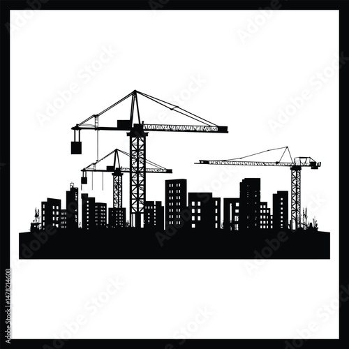A Black Construction Area Illustration