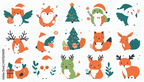 Festive Seasonal Creatures: Playful Illustrations for Social Media