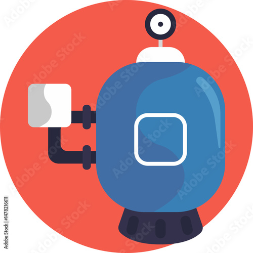 Depicts tools or equipment used for maintaining pool cleanliness, such as a skimmer or vacuum.