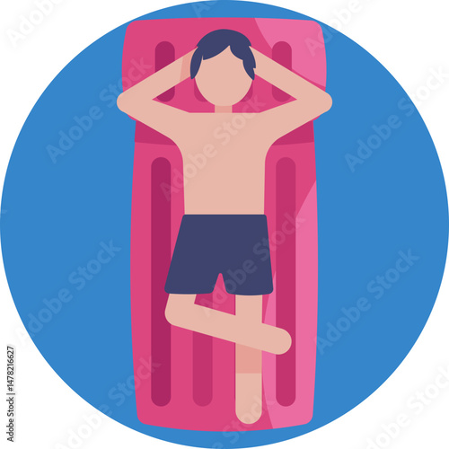 A buoyant, air-filled mattress designed for relaxation on pools or lakes.