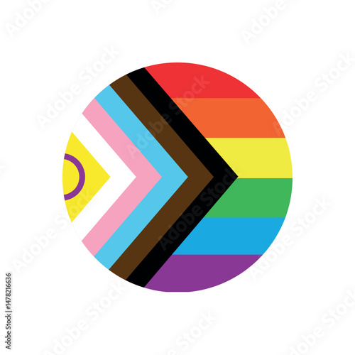 Vector flat new round lgbtqia flag isolated on white background