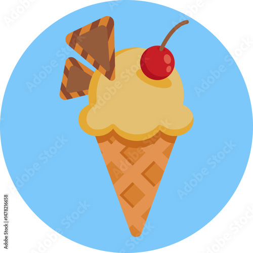 Ice cream cone symbol representing a refreshing treat often enjoyed at pools or beaches.