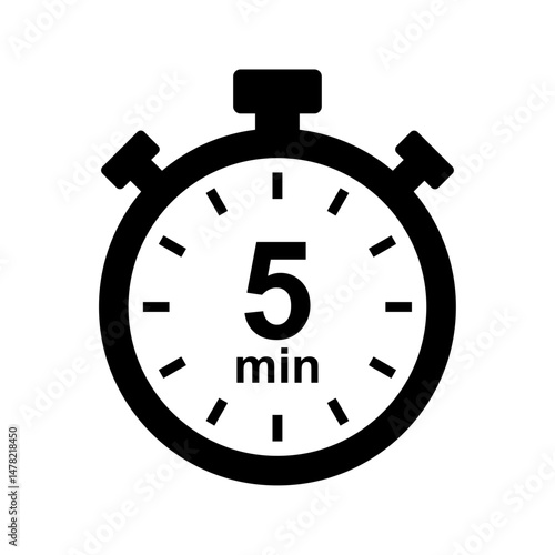 Stopwatch icon. 5 min timer